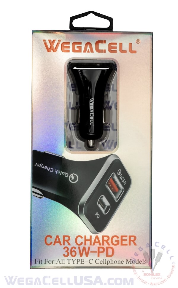universal dual port fast charging usb - car charger - wholesale pkg wegacell: wl-80pd-dch car charger 8