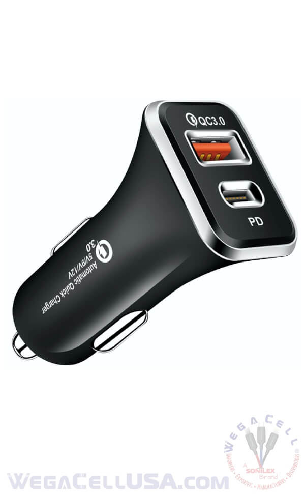 universal dual port fast charging usb - car charger - wholesale pkg wegacell: wl-80pd-dch car charger 14