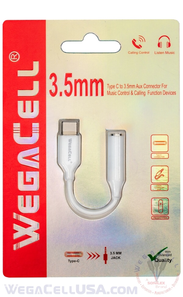usb type c to 3.5 mm aux adapter - wholesale pkg. wegacell: wl-73tyc-cn cellphone adapter 4