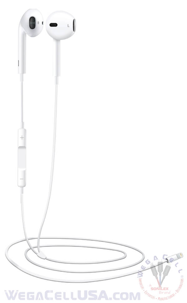 apple compatible in-ear stereo earphone noise isolating heavy bass - wholesale pkg. wegacell: wl-56iph-hf earphone 8