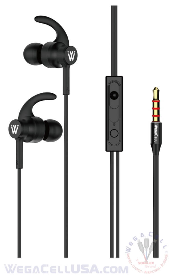in-ear stereo earphone noise isolating heavy bass - wholesale pkg. wegacell: wl-67ep-hf earphone 8