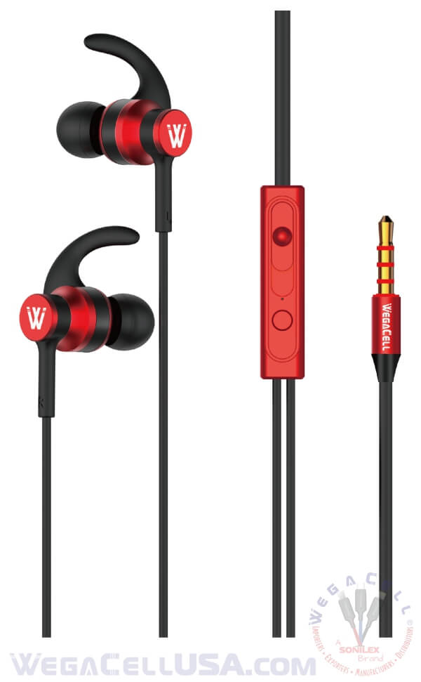 in-ear stereo earphone noise isolating heavy bass - wholesale pkg. wegacell: wl-67ep-hf earphone 14