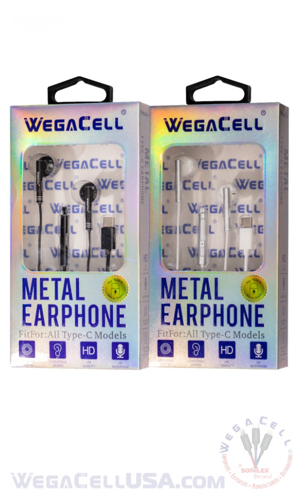 usb type c in-ear stereo earphone noise isolating heavy bass - wholesale pkg. wegacell: wl-71ep-hf earphone 4