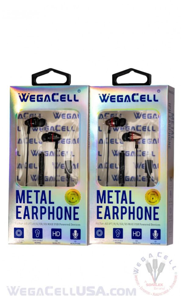 apple compatible in-ear stereo earphone noise isolating heavy bass - wholesale pkg. wegacell: wl-72iph-hf earphone 4