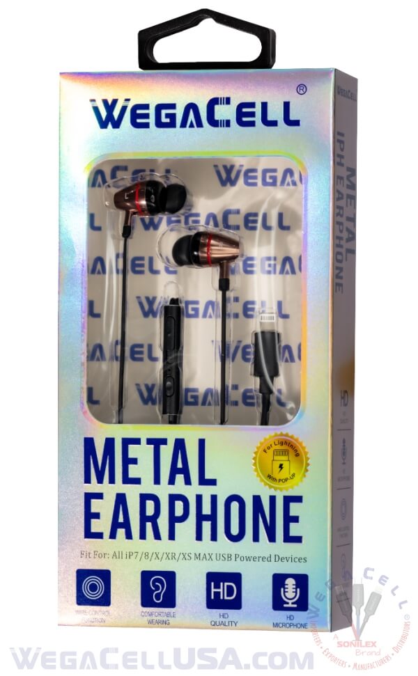apple compatible in-ear stereo earphone noise isolating heavy bass - wholesale pkg. wegacell: wl-72iph-hf earphone 14