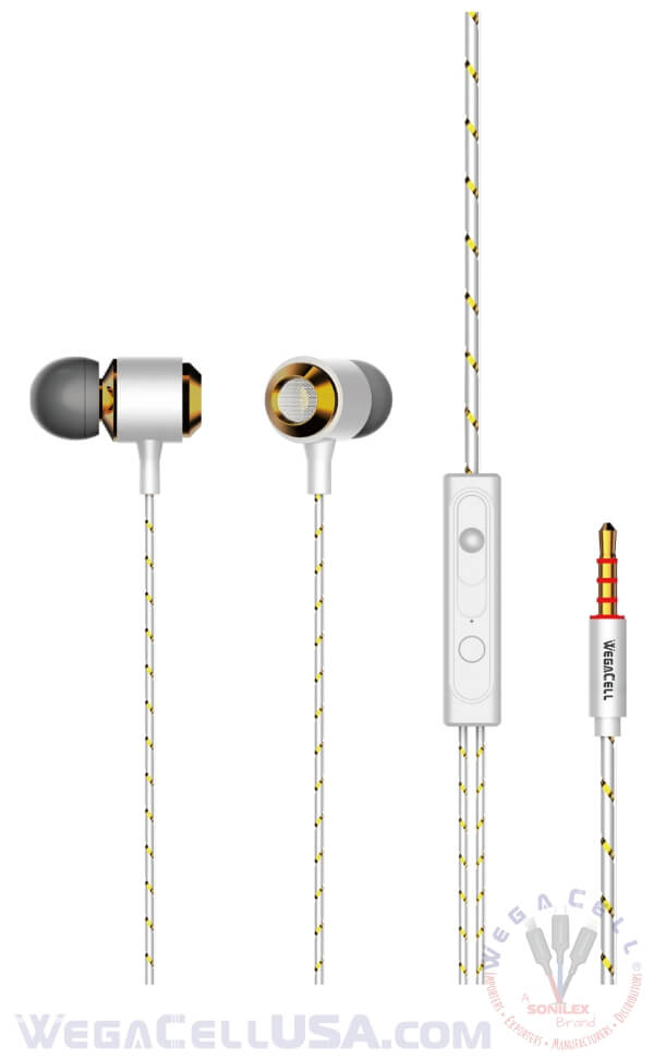 in-ear stereo earphone noise isolating heavy bass - wholesale pkg. wegacell: wl-222ep-hf earphone 8