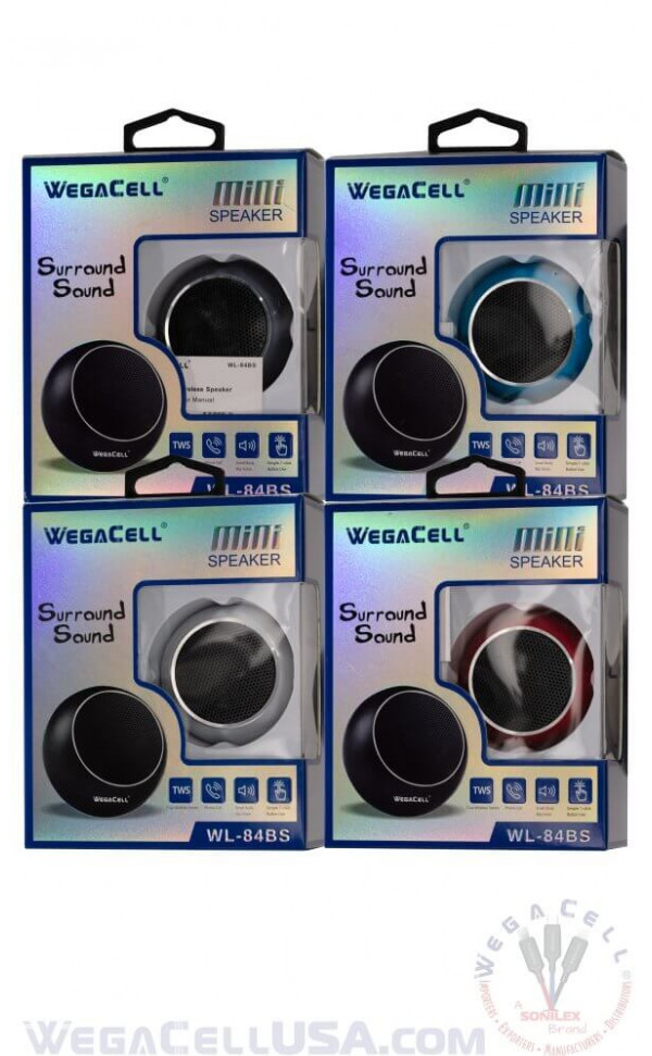bluetooth 5.0 tws dual pairing 360 sound minispeaker - wholesale pkg. wegacell: wl-84bs speaker 4