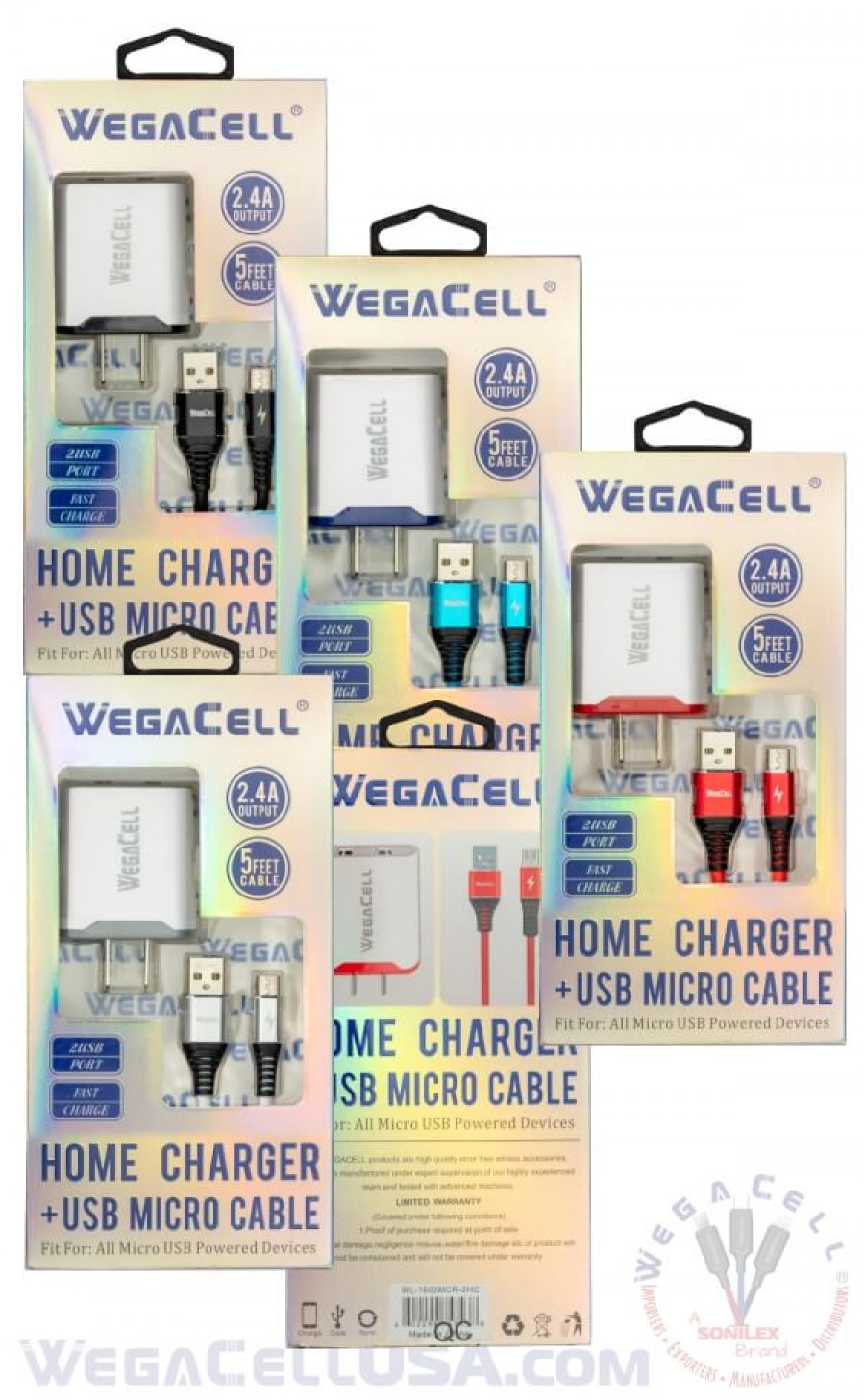 android universal dual port wall charger v8 micro cable combo - wholesale pkg. wegacell: wl-1602mcr-2hc data cable charger combo 28