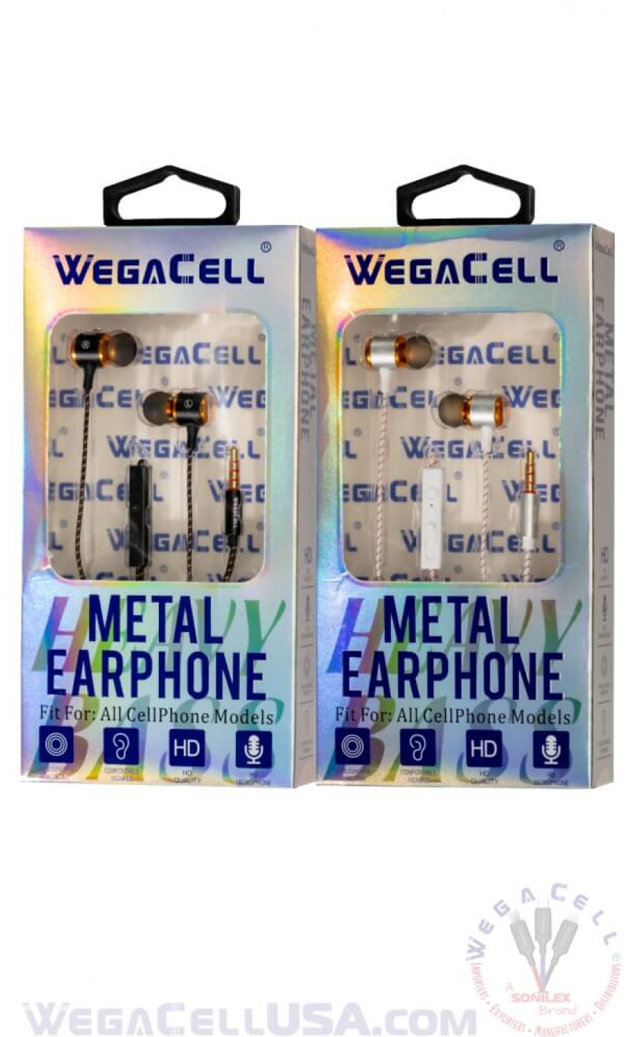 in-ear stereo earphone noise isolating heavy bass - wholesale pkg. wegacell: wl-222ep-hf earphone 20