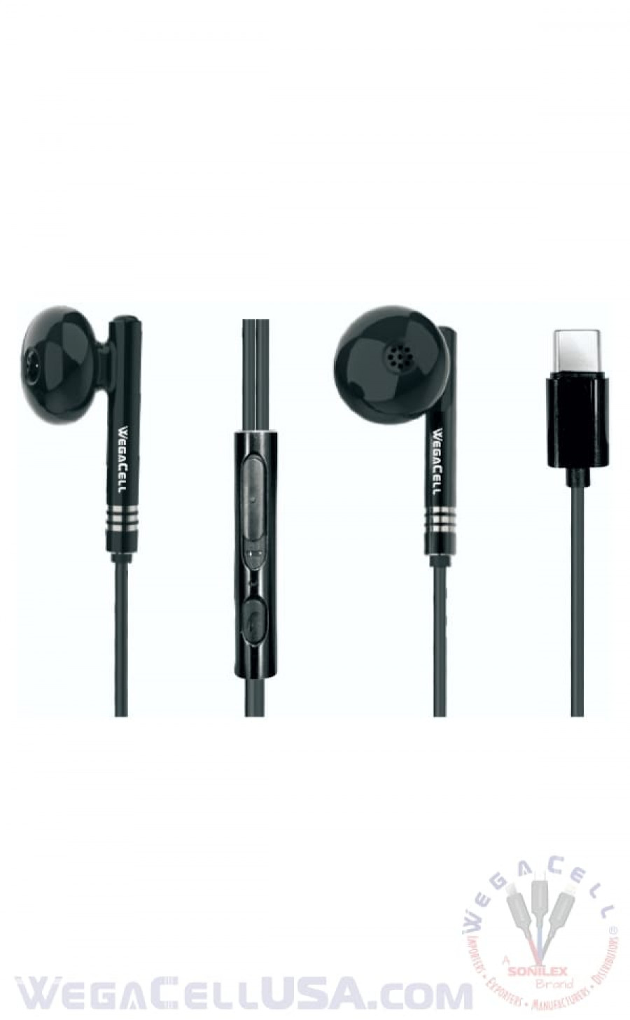 usb type c in-ear stereo earphone noise isolating heavy bass - wholesale pkg. wegacell: wl-71ep-hf earphone 18