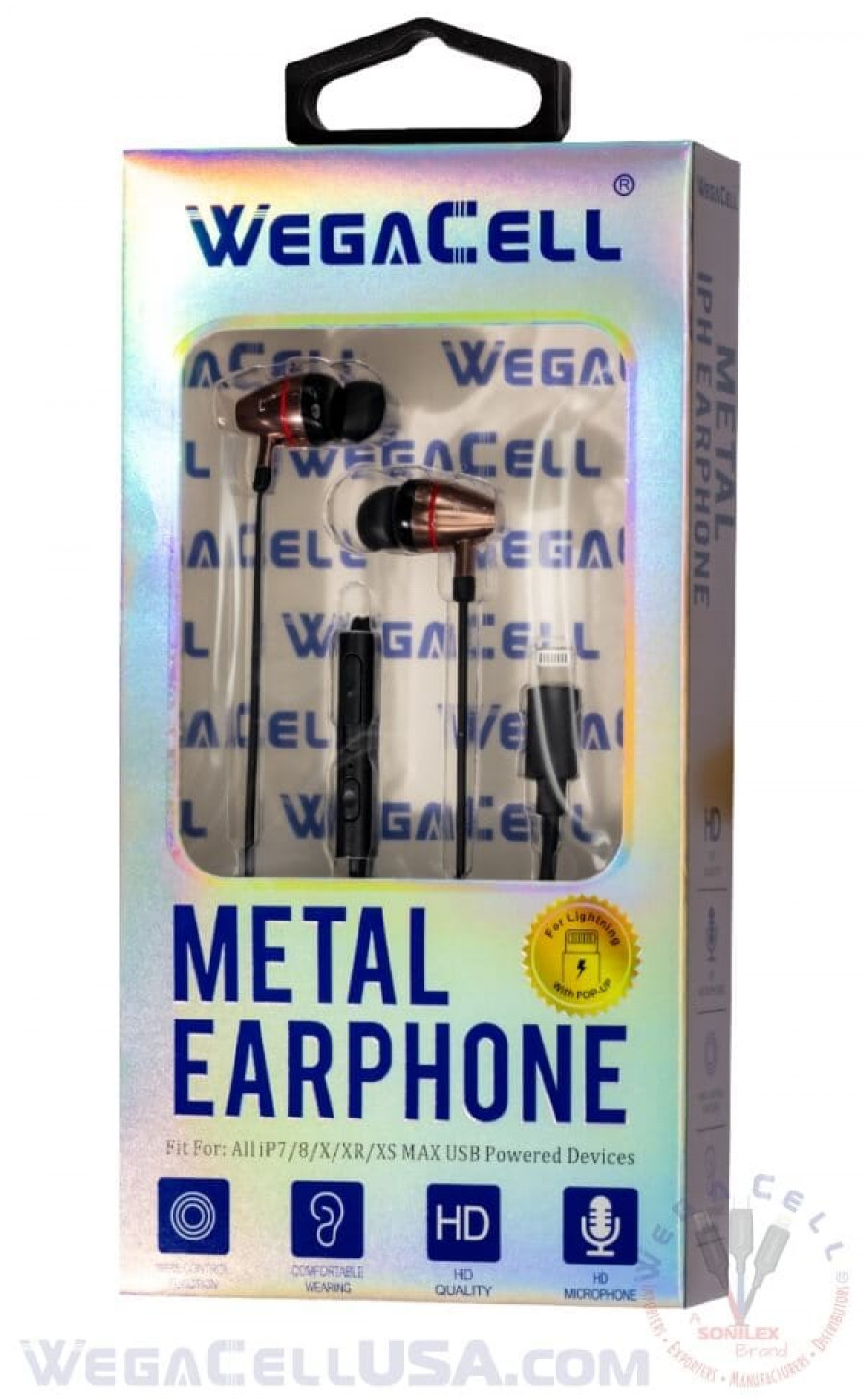 apple compatible in-ear stereo earphone noise isolating heavy bass - wholesale pkg. wegacell: wl-72iph-hf earphone 16